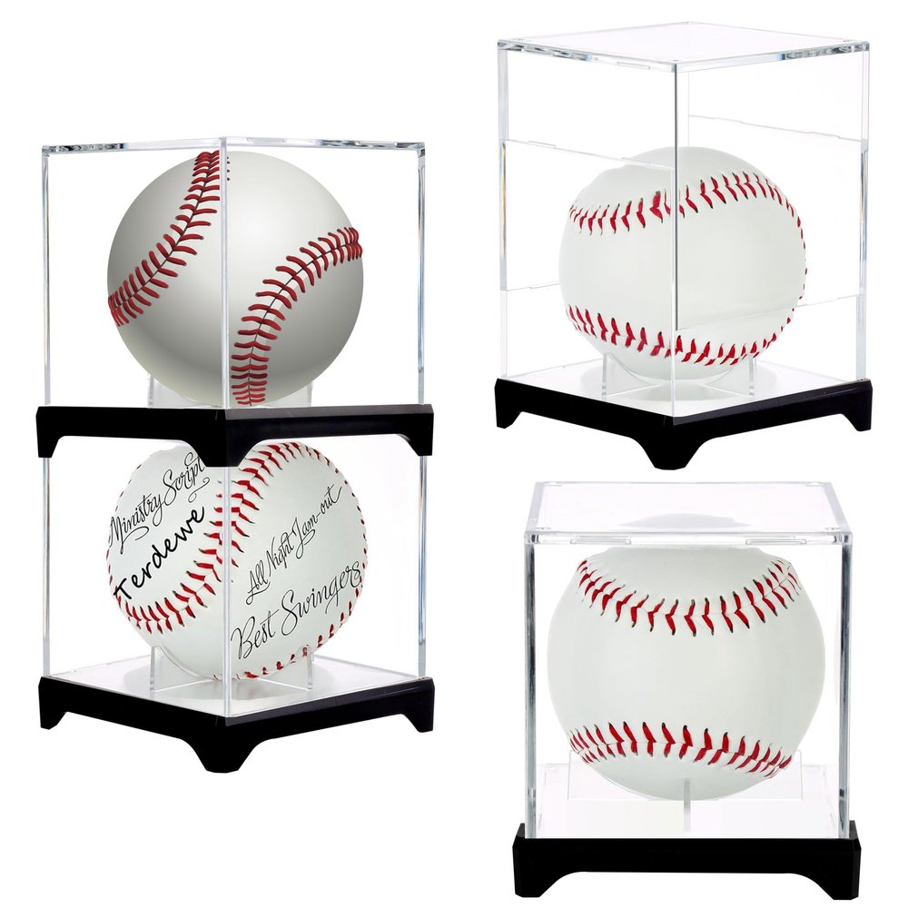 4 Packwith Base Baseball Display Case,UV Protected Acrylic Baseball Boxes for Display