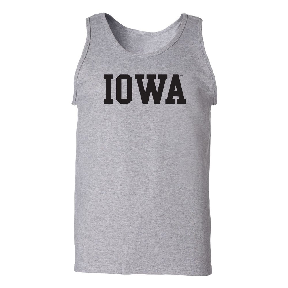 AT01 - Iowa Hawkeyes Basic Block Tank Top - Small - Sport Grey