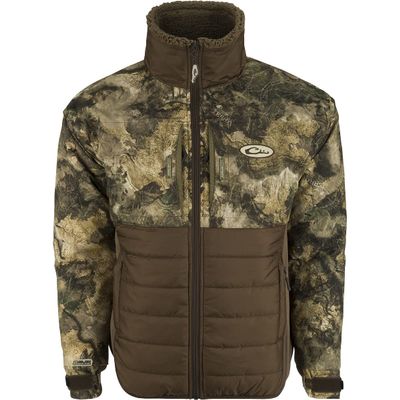 Drake Waterfowl LST Guardian Flex Double Down Eqwader Full Zip Jacket Camo (3XL, Mossy Oak Terra Bayou)