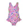 Flap Happy Baby Girls' One Piece Swimsuit | Girls' Delaney Hip Ruffle Swimsuit | Made from Recycled Bottles | UPF 50+ Highest Certified UV Sun Protection, Mystic Mermaids, 8 view 1