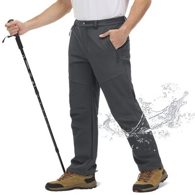 TACVASEN Men's Winter Snow Ski Fleece Lined Pants Skiing Pants Waterproof Fishing Hiking Work Pants with Pockets Hunting Pants for Men