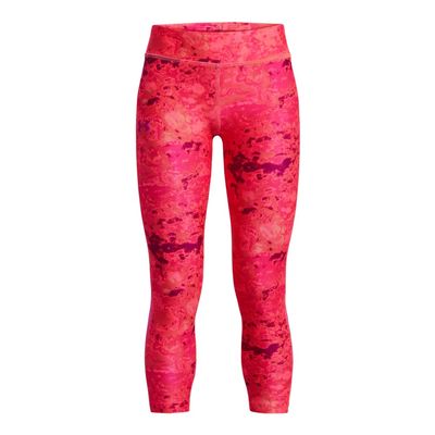 Under Armour Girls HeatGear Armour Printed Ankle Crop, (964) Bubble Peach / / Mystic Magenta, Large