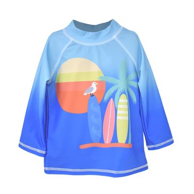 Flap Happy Baby Boys UPF 50+ Graphic Swim Top Rash Guard Shirt, Surfing Safari, 24 Months US