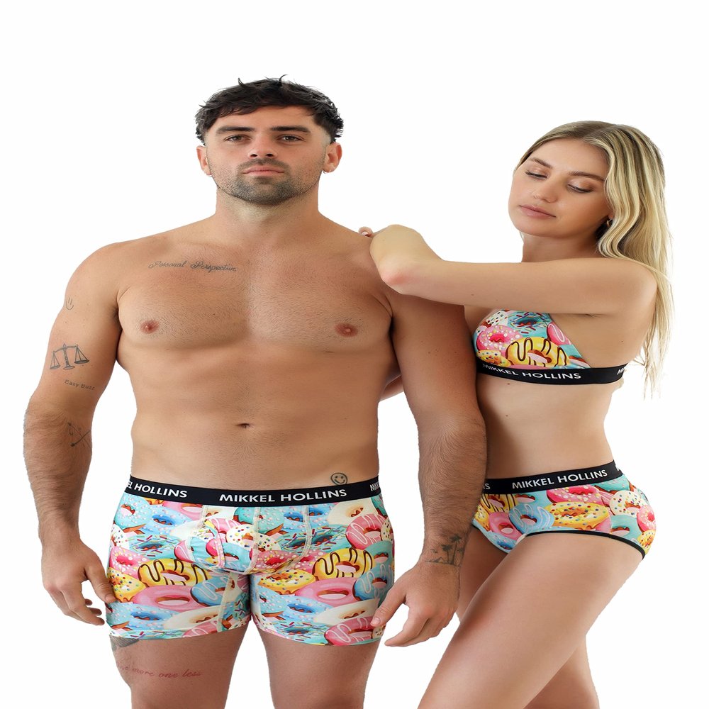 MIKKEL HOLLINS Mens Boxer Briefs With Fly - Donut Design - Ultra Soft Tencel Boxers For Men - Moisture Wicking - Anti Chafing Men's Underwear (Donut)(X-Large)