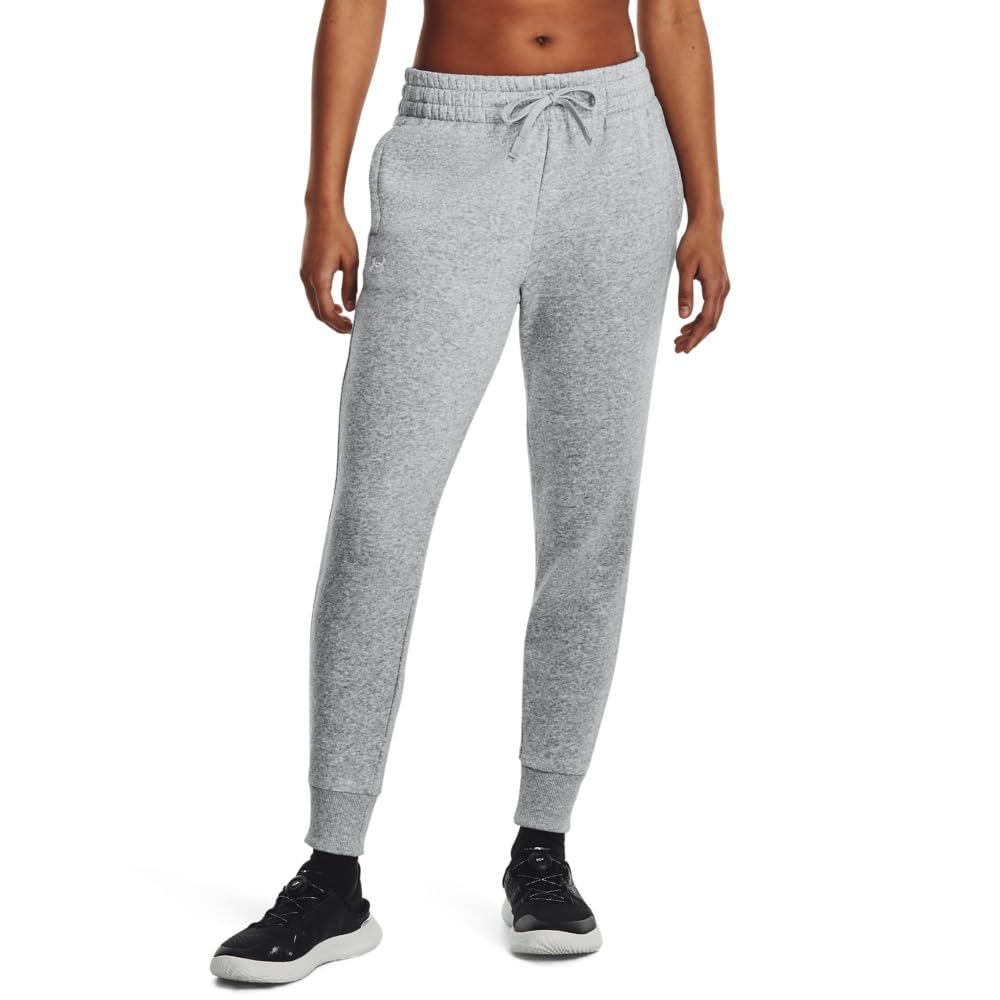 Under Armour Womens Rival Fleece Joggers, (012) Mod Gray Light Heather / / White, X-Small