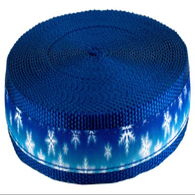 Country Brook Design - Winter Wonderland Ribbon on Royal Blue Nylon Webbing (1 Inch, 20 Yards)