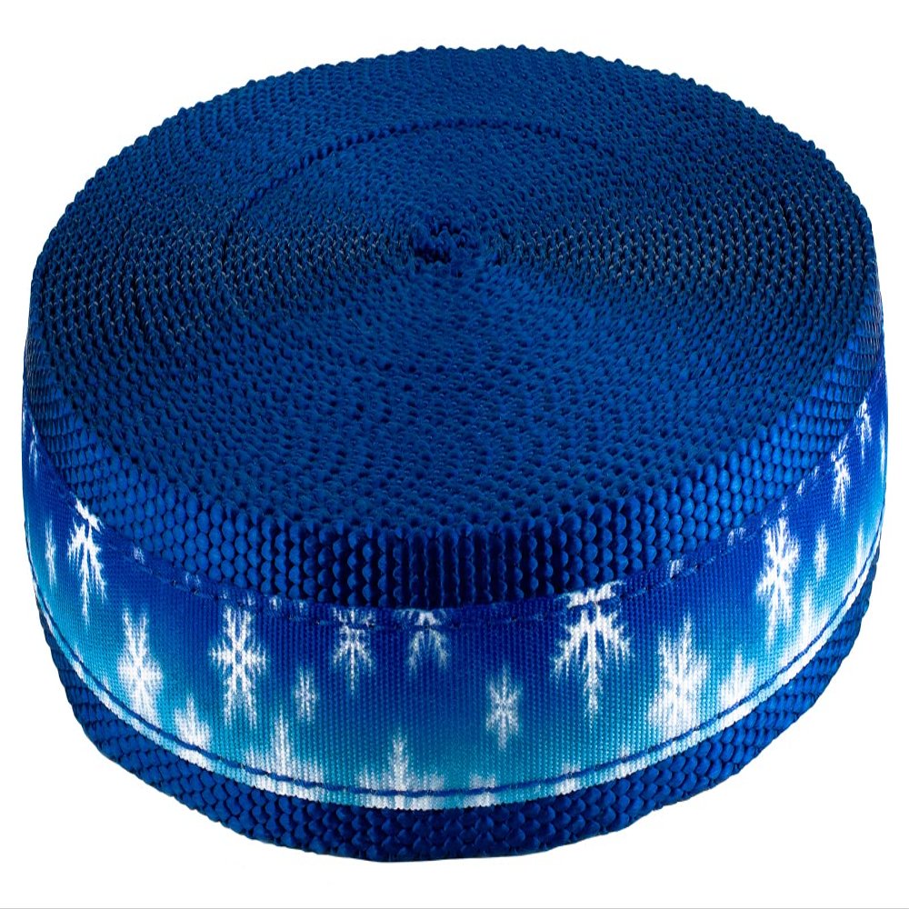Country Brook Design - Winter Wonderland Ribbon on Royal Blue Nylon Webbing (1 Inch, 20 Yards)