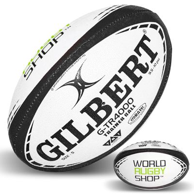 World Rugby Shop X Gilbert G-TR4000 Rugby Ball Size 5 - Durable Rugby Equipment - Triangular Surface Grip - 3 Ply Construction - Black