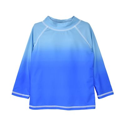 Flap Happy Baby Boys UPF 50+ Graphic Swim Top Rash Guard Shirt, Blue Ombre, 6 Months US