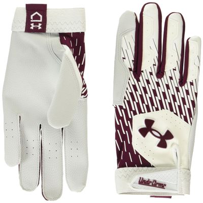 Under Armour Men's Clean Up Baseball Gloves, (106) White/Maroon/Maroon, XX-Large