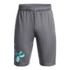 Under Armour Boys Prototype 2.0 Big Logo Shorts, (012) Pitch Gray / / Neo Turquoise, X-Large view 1