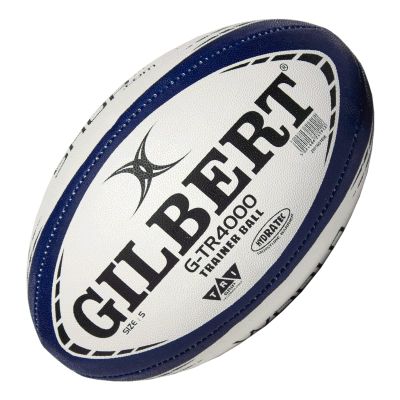 World Rugby Shop X Gilbert G-TR4000 Rugby Ball Size 5 - Durable Rugby Equipment - Triangular Surface Grip - 3 Ply Construction - Navy