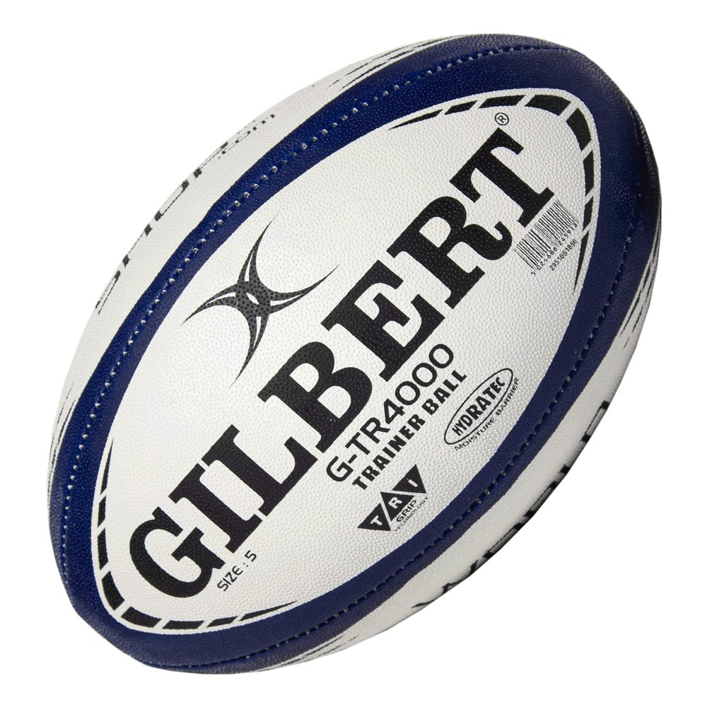 World Rugby Shop X Gilbert G-TR4000 Rugby Ball Size 5 - Durable Rugby Equipment - Triangular Surface Grip - 3 Ply Construction - Navy