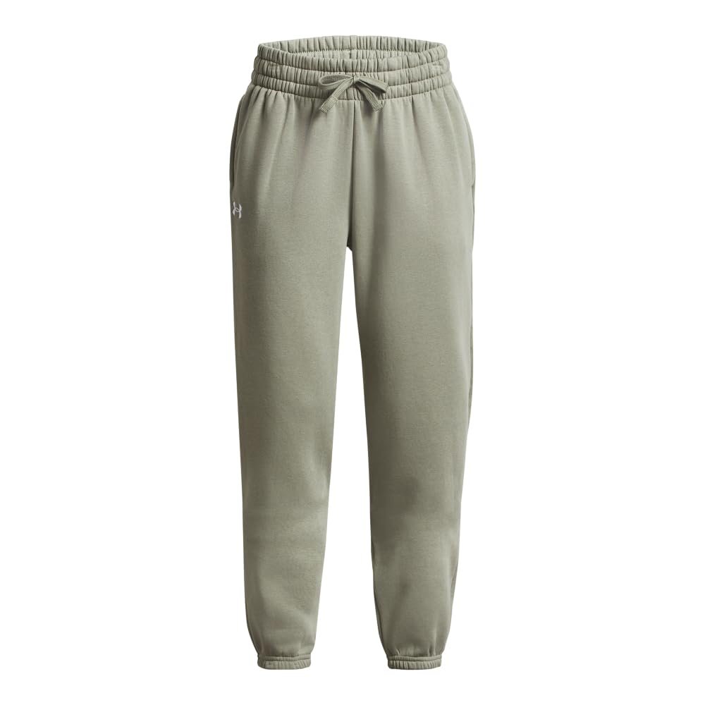Under Armour Girls Rival Fleece Oversized Pants, (504) Grove Green / / White, X-Large