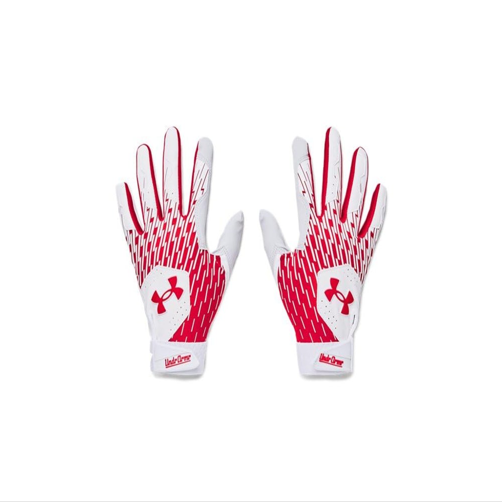 Under Armour Men's Clean Up Baseball Gloves, (105) White/Red/Red, XX-Large