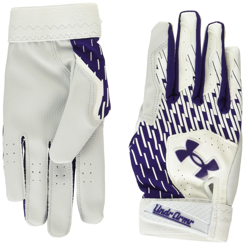 Under Armour Boys Youth Clean Up Baseball Gloves, (104) White/Purple/Purple, Medium