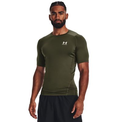 Under Armour Men's Armour HeatGear Compression Short-Sleeve T-Shirt, (390) Marine OD Green / / White, Medium