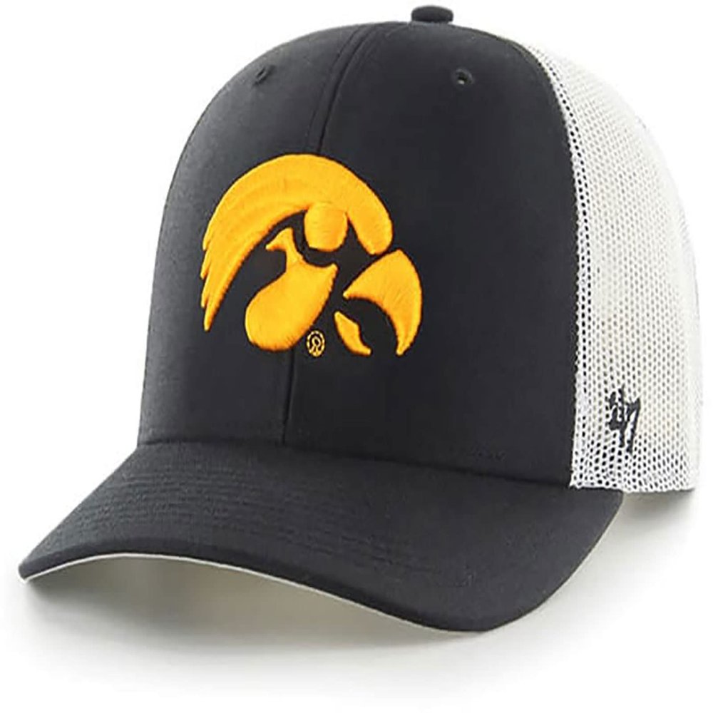 '47 Iowa Hawkeyes Mens Womens Trucker Adjustable Snapback Black Team Color Logo Hat