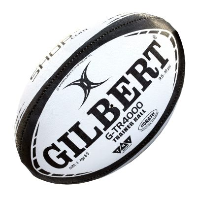 World Rugby Shop X Gilbert G-TR4000 Rugby Ball Size 3 - Durable Rugby Equipment - Triangular Surface Grip - 3 Ply Construction - Black