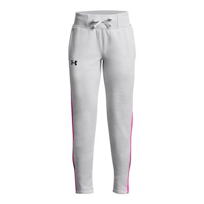 Under Armour Girls Armour Fleece Pants, (016) Halo Gray Medium Heather / / Rebel Pink, Medium
