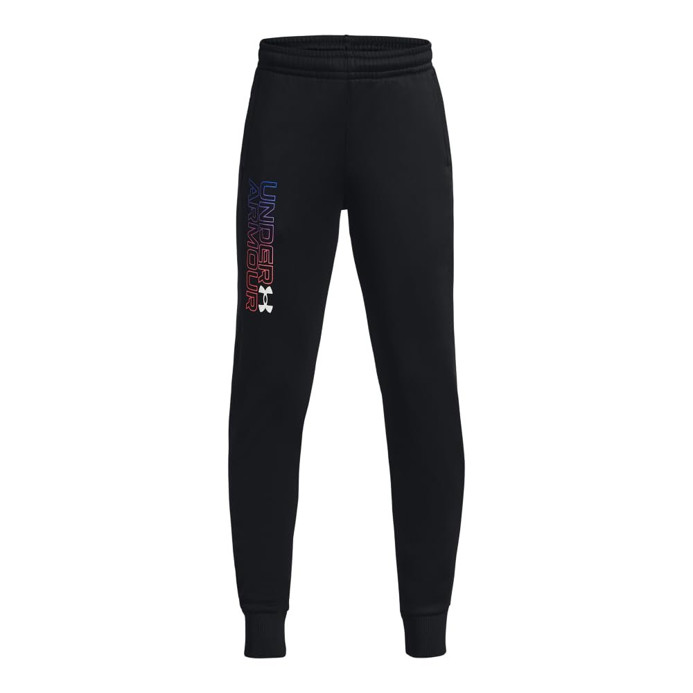 Under Armour Boys Armour Fleece Graphic Joggers, (001) Black / / White, Large