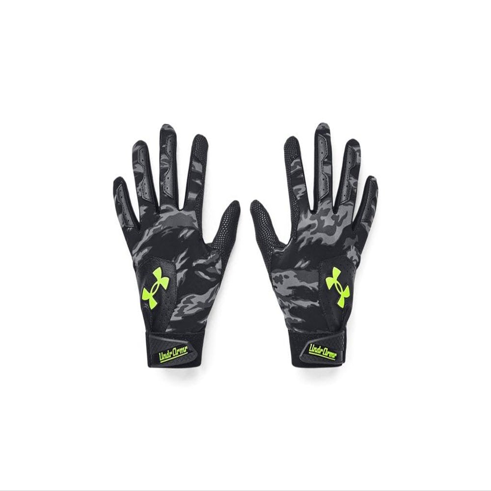 Under Armour Boys Youth Clean Up Culture Baseball Gloves, (001) Black/Mod Gray/Lime Surge, Large