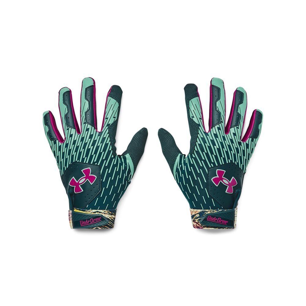 Under Armour Men's Clean Up Culture Baseball Gloves, (461) Blackout Teal/Comet Green/Magenta Pop, Medium