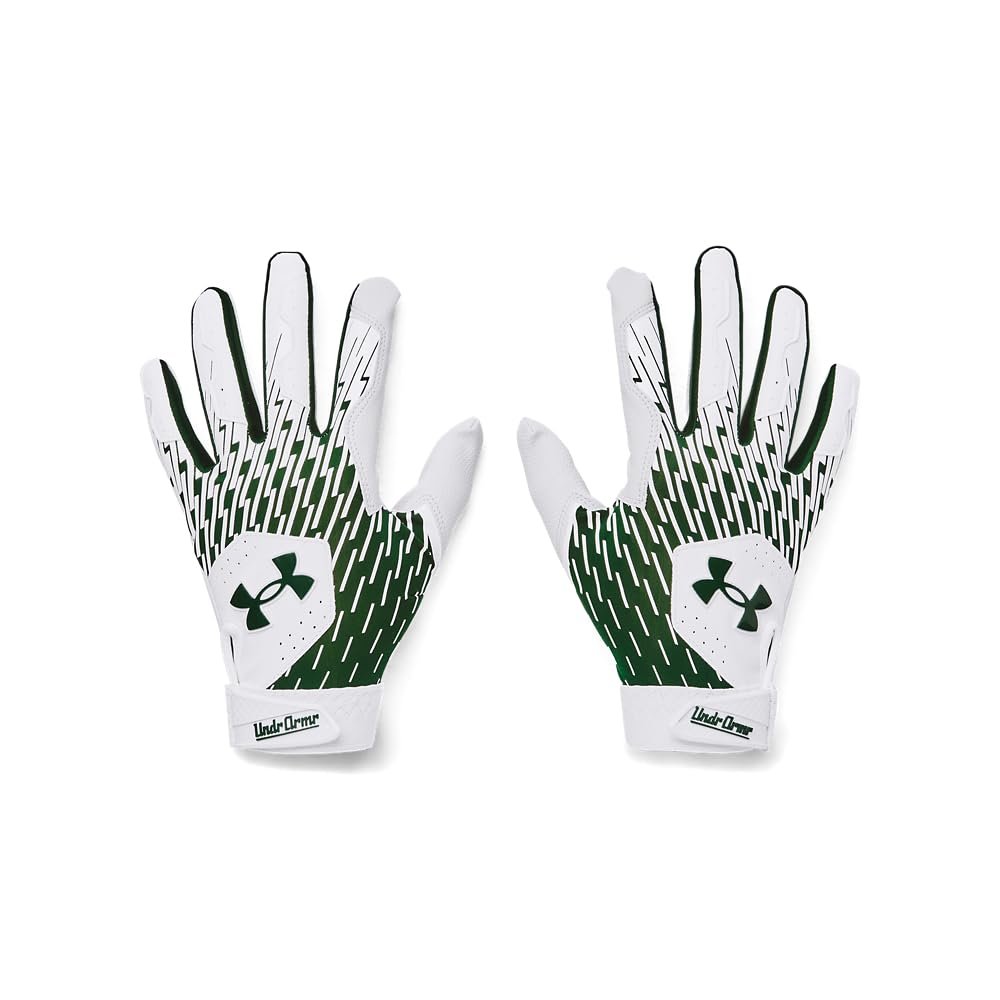 Under Armour Men's Clean Up Baseball Gloves, (101) White/Forest Green/Forest Green, Large
