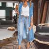 XUNRYAN Womens Long Velvet Cardigan Jacket Lapel Collar Open Front Cardigan Trench Coats Sweater Winter Fall Outwear view 2