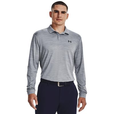 Under Armour Mens Performance Polo 3.0 Long Sleeve, (035) Steel Light Heather / / Pitch Gray, XX-Large