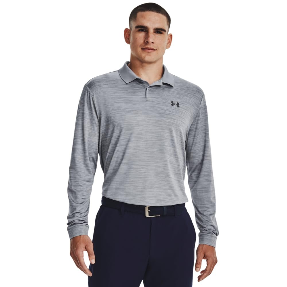 Under Armour Mens Performance Polo 3.0 Long Sleeve, (035) Steel Light Heather / / Pitch Gray, XX-Large