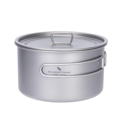 Boundless Voyage Titanium Pot Portable Camping Cookware Lightweight Cooking Pot Set for Outdoor Cooking Traveling Backpacking Hiking Trekking Picnic (1.8L)