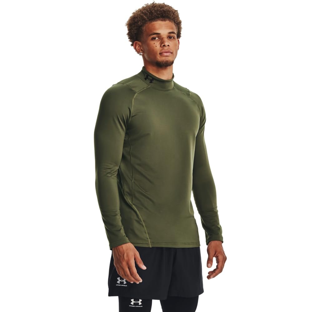 Under Armour Men's ColdGear Armour Fitted Mock, (390) Marine OD Green / / Black, X-Small
