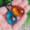Acxico 2 pcs Insect Stone Natural Scorpions Inclusion Genuine Amber Baltic Pendant Necklace view 3