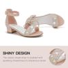 Dufannie Girls Gold Heels Sparkle Flower Girls Dress Shoes with Ankle Strap Low Heel Shoes Birthday Party Wedding Performances Sandals for Little Big Kids(3603Gold 11) view 3