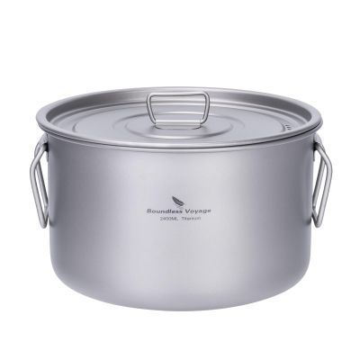 Boundless Voyage Titanium Pot Portable Camping Cookware Lightweight Cooking Pot Set for Outdoor Cooking Traveling Backpacking Hiking Trekking Picnic (2.4L)