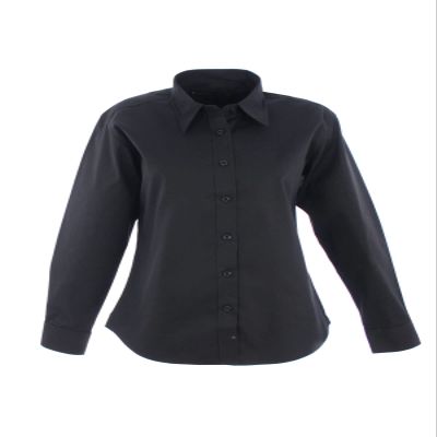 21Fashion Womens Button Down Slim Fit Dress Shirt Ladies Full Sleeve Office Pinpoint Shirt Black