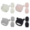 homeemoh Newborn Baby Winter Hat and Mitten Set, Toddler Girls Boys Knitted Beanie and Gloves Set,Pink,6-18 Month view 2