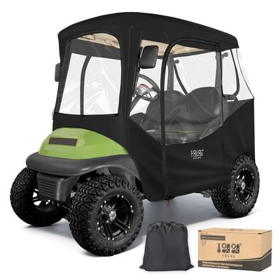 10L0L 2 Passenger Golf Cart Enclosure for Club Car DS & Precedent,Waterproof 600D Rain Cover,with Side Mirror Opening,Transparent Tail Light Panel,Foldable Door,Windshield,4-Sided Clear Windows