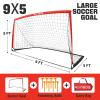 RUNBOW 9x5 ft Portable Kids Soccer Goal for Backyard Adult Junior Large Practice Soccer Net with Carry Bag (9x5ft, Red, 1 Pack) view 3