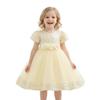 AGQT Infant Girls Sequin Tutu Dress Big Bow-knot Princess Short Sleeve For Babies Lace Birthday Party Elegant Formal Dress Apricot Size 18-24 Months view 1