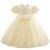 AGQT Infant Girls Sequin Tutu Dress Big Bow-knot Princess Short Sleeve For Babies Lace Birthday Party Elegant Formal Dress Apricot Size 18-24 Months view 4