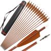 wolfman 30" Archery Carbon Arrows Spine 500 600 Hunting Arrows with 4 Turkey Feather Targeting Arrows for Compound & Recurve &Traditional Bow 6/12pcs (12pcs + Tube, Spine 600) view 1