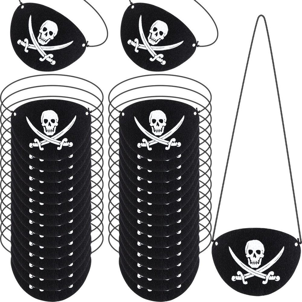 Tatuo Halloween Costumes Pirate Eye Patches Black Felt Skull Single Eye Skull Captain Patches for Halloween Carnival Party(120 Pieces)