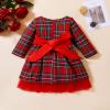Fall Baby Girl Clothes Toddler Baby Kids Girls Suit Christmas Red Plaid Long Sleeves Dress (Red, 18-24 Months) view 2