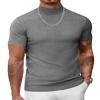 COOFANDY Mens Fashion Mock Turtleneck Short Sleeve Mock Neck Pullover Sweater Slim Fit Casual Knitted Basic Tops Dress Undershirt Grey Large view 1