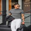COOFANDY Mens Fashion Mock Turtleneck Short Sleeve Mock Neck Pullover Sweater Slim Fit Casual Knitted Basic Tops Dress Undershirt Grey Large view 2