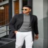 COOFANDY Mens Fashion Mock Turtleneck Short Sleeve Mock Neck Pullover Sweater Slim Fit Casual Knitted Basic Tops Dress Undershirt Grey Large view 3