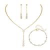 Unicra Gold Bridal Necklace Earrings Bracelet Set Crystal Wedding Jewelry Set Rhinestone Choker Necklace for Women and Brides view 1