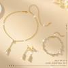 Unicra Gold Bridal Necklace Earrings Bracelet Set Crystal Wedding Jewelry Set Rhinestone Choker Necklace for Women and Brides view 2